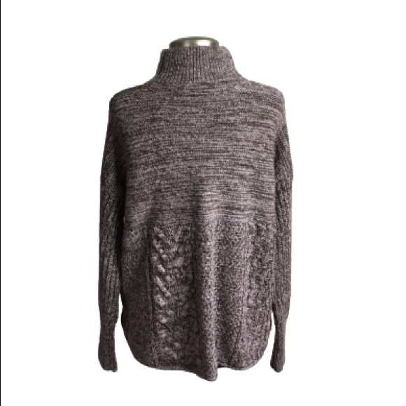 Simply Vera Vera Wang Cable Knit Funnel Sweater  Demitasse  Size XL - Picture 5 of 8